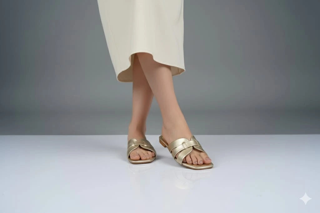 Jorja Golden Flat Slipper