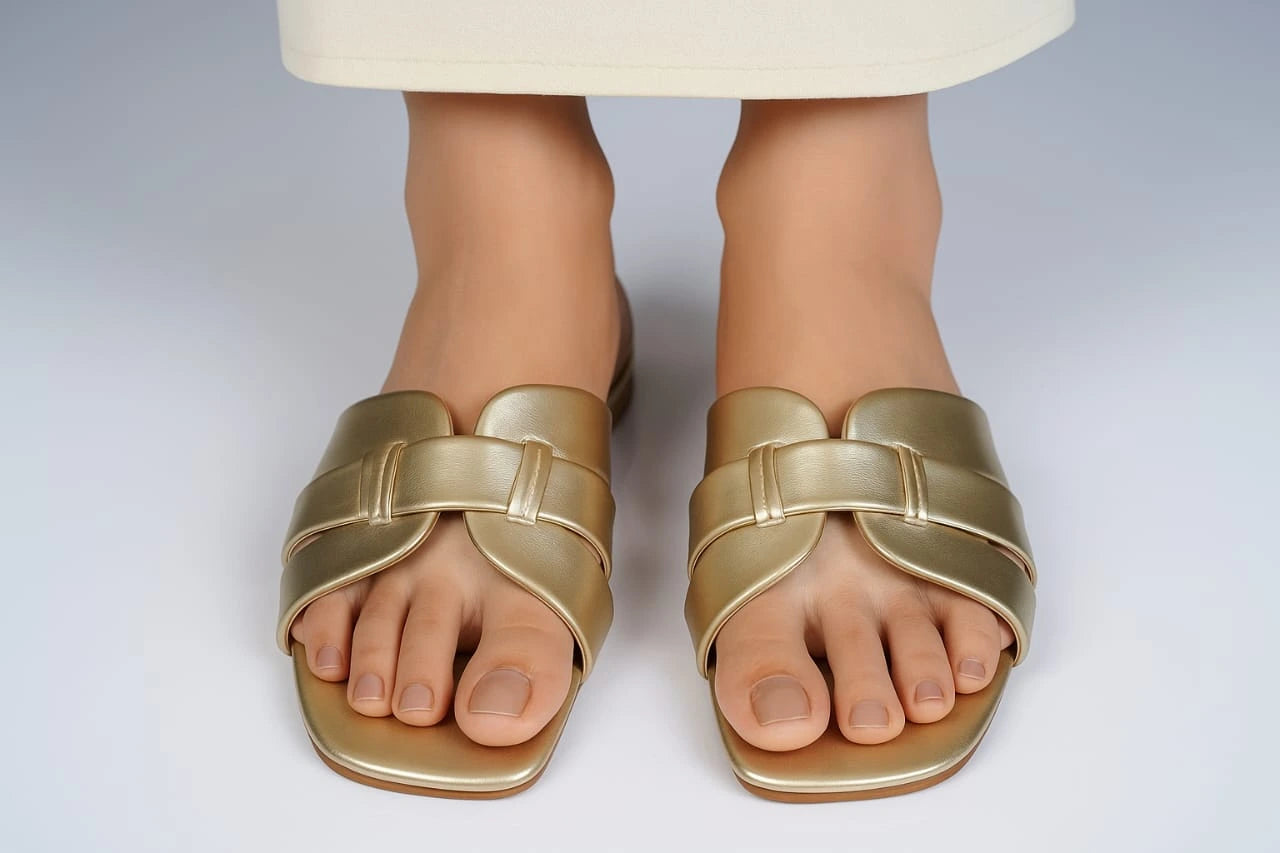 Jorja Golden Flat Slipper