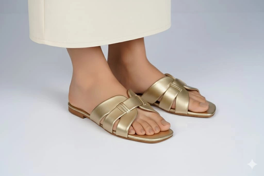 Jorja Golden Flat Slipper