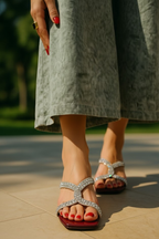 Crystal Cross Rhinestone Sandal