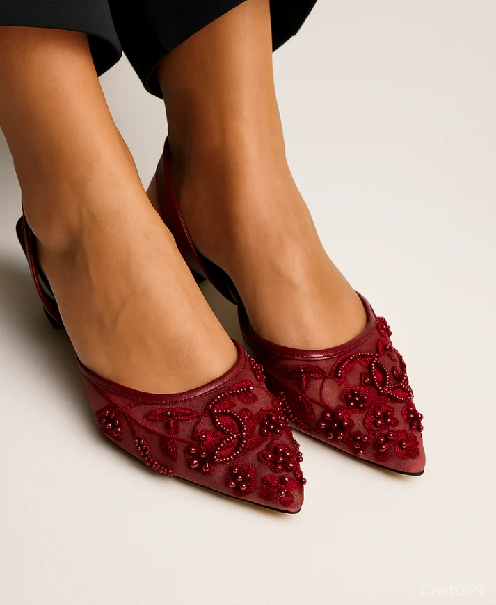 Zara Embroidery Slingback Heel