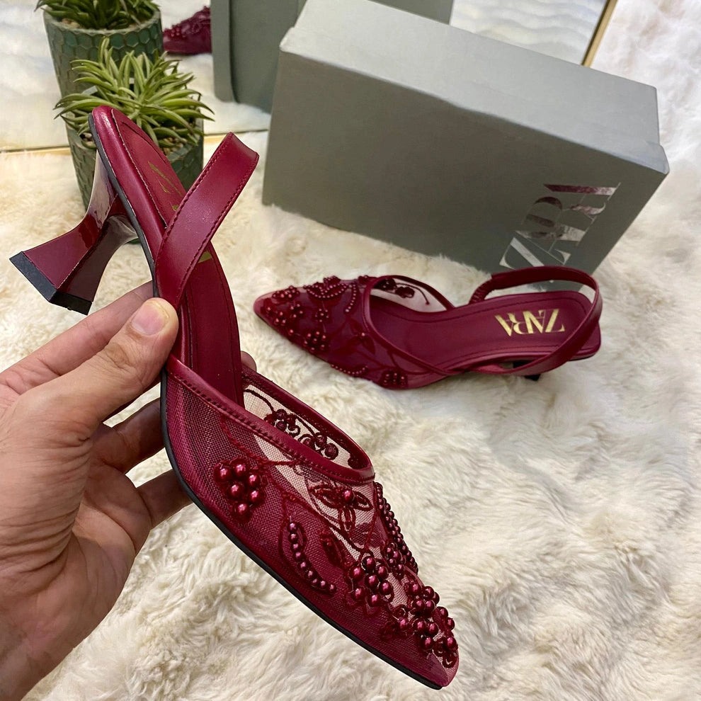 Zara Embroidery Slingback Heel