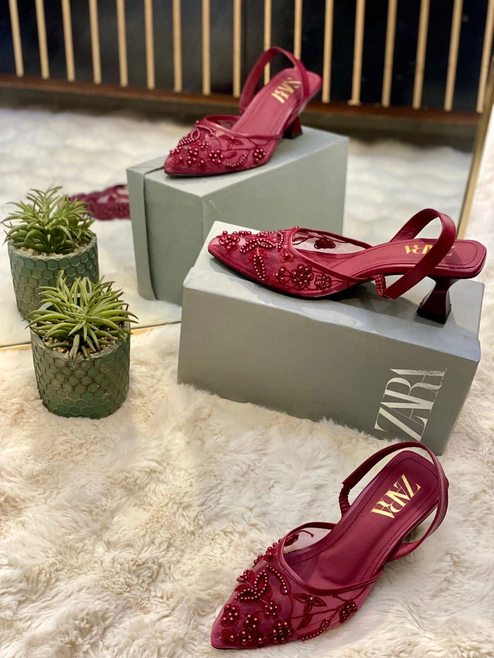Zara Embroidery Slingback Heel