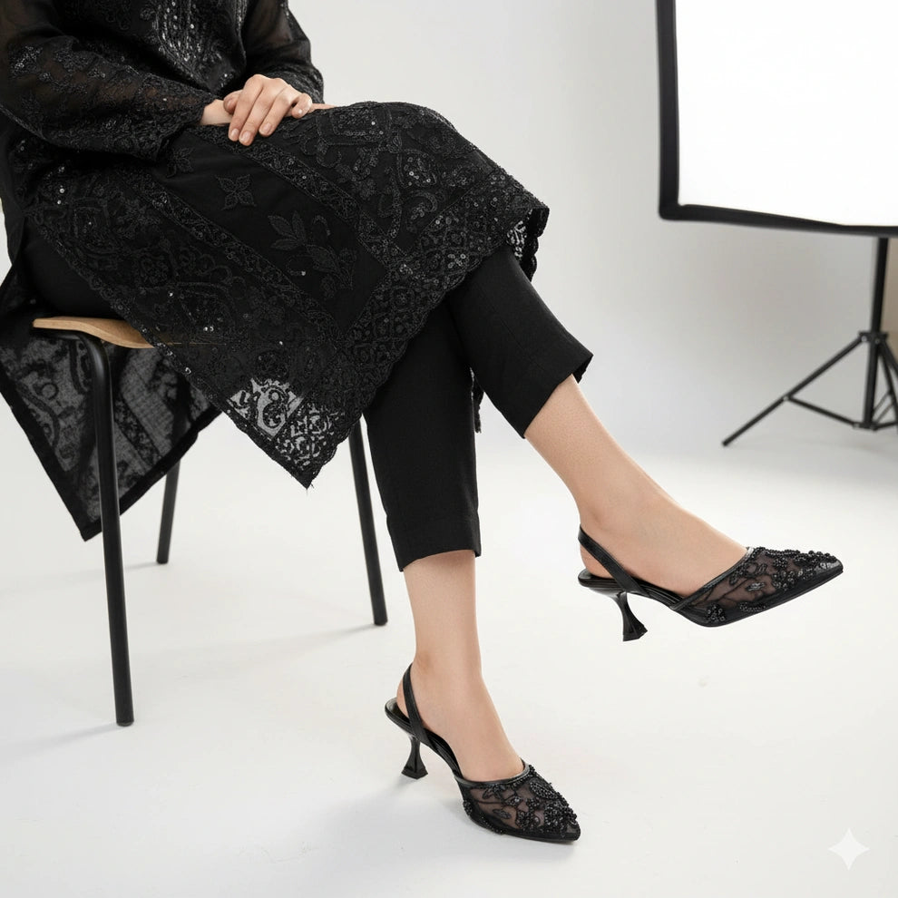 Zara Embroidery Slingback Heel